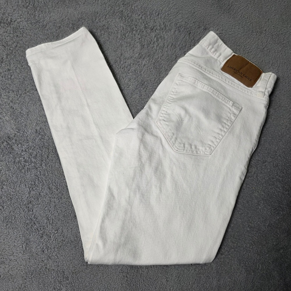American Eagle Mens 30x30 Skinny Flex Jeans White Denim Stretch Pants